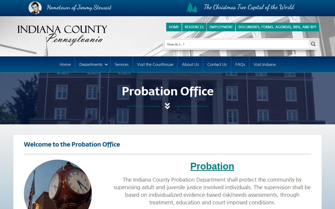 Indiana County probation and county parole office information